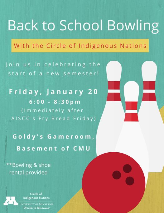 promotional flyer for a Back to School community bowling event hosted at Goldy's Gameroom (CMU Basement)
