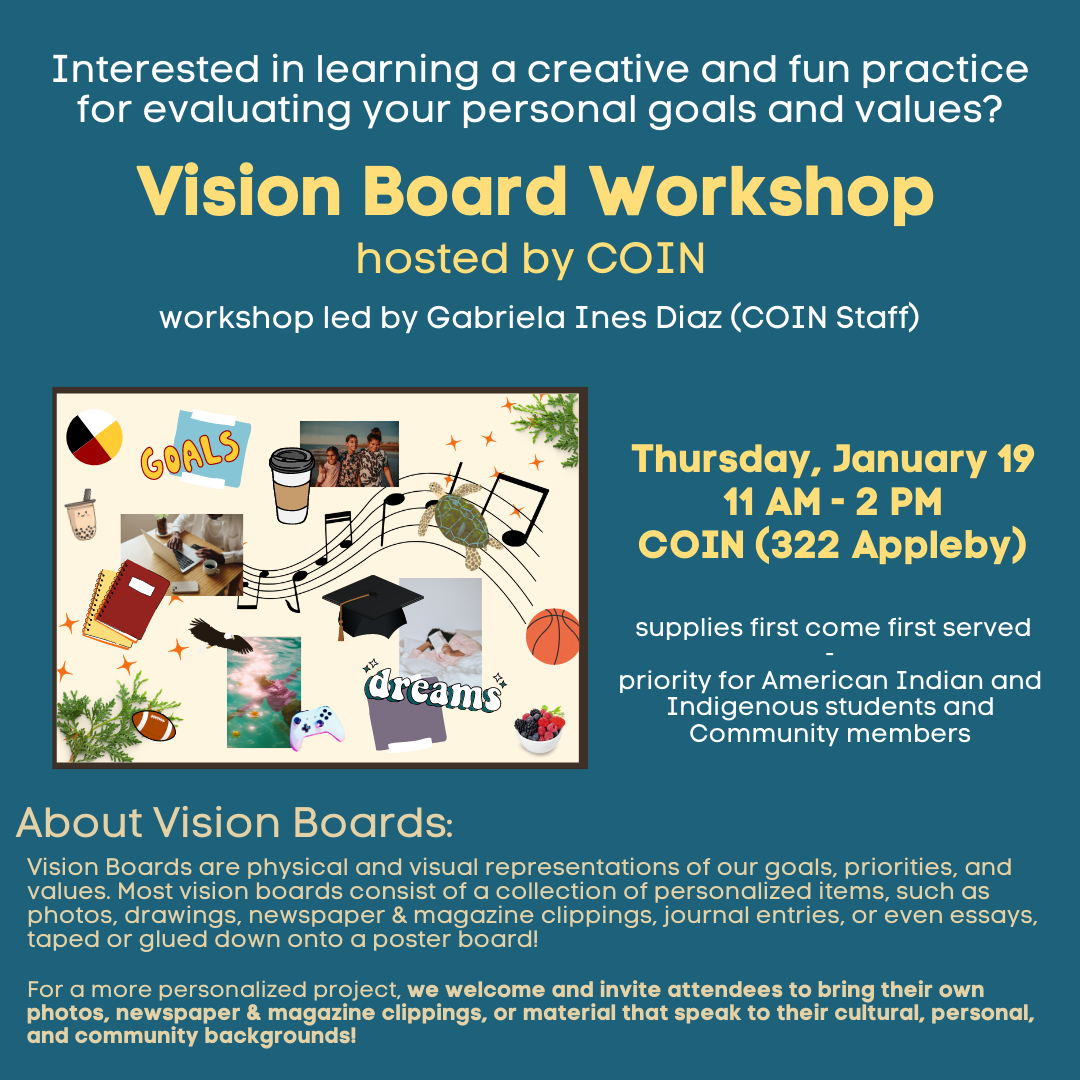 Promotional flyer for a Vision Board workshop